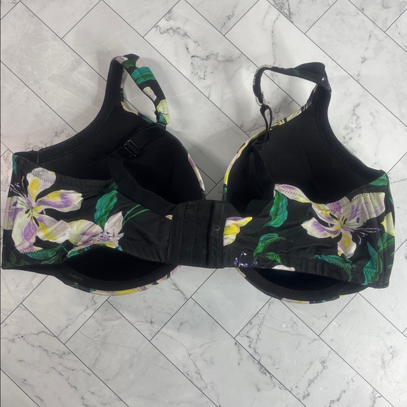 NWOT Cacique Lane Bryant Womens Bra Black Purple Floral LL FC UNDERWIRE 42DDD - Picture 4 of 11